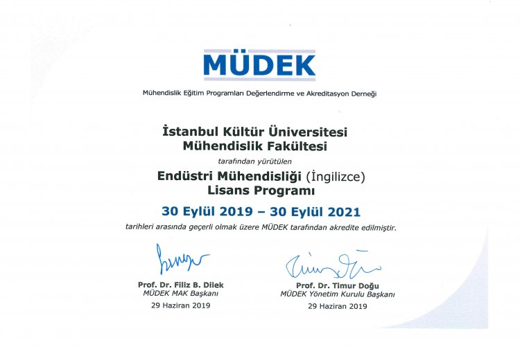 Endüstri Mühendisliği Bölümü MÜDEK Akreditasyonu Aldı